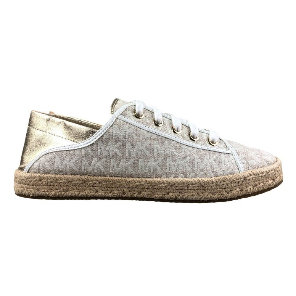 Michael Michael Kors MMK Women's Size 7M Libby White Gold Monogram Sneakers